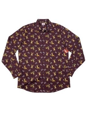 North Pole Shirt Mens XLT Tall Burgundy Brew Dolph Rudolph the Reindeer Holiday